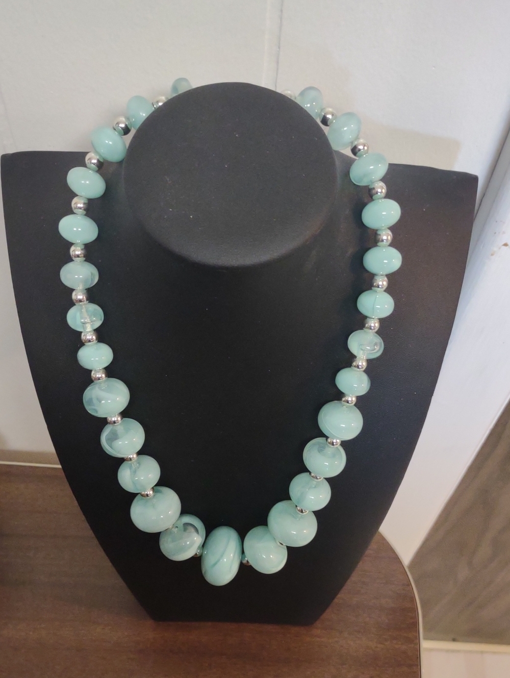 Seafoam Acrylic Bead Necklace